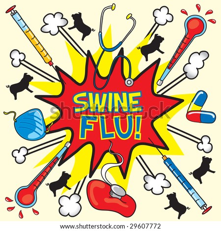 Swine Flu explosion done in comic book style