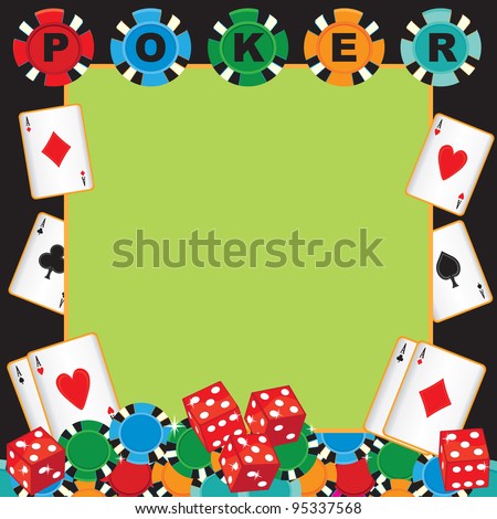 Poker party gambling invitation  with poker chips, playing cards and dice. Great for a bachelor party, girl's night out, birthday, or any fun las vegas event.