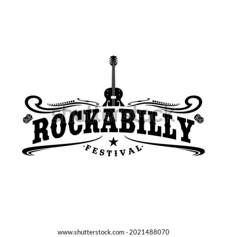 Music festival logo with vintage design. classic guitar logo for festival