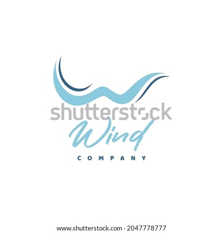Initial W Wind Water Waves Minimalist Logo design inspiration