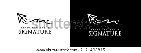 Paper Plane aircraft trail Signature  Icon Logo Design