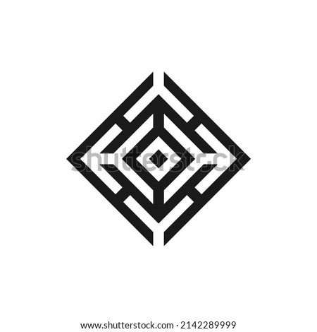 square rhombus Labyrinth Maze Target Board Logo design