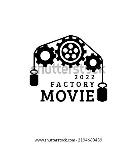 Gear, scales and camera reel For Cinema Movie Film Production Logo