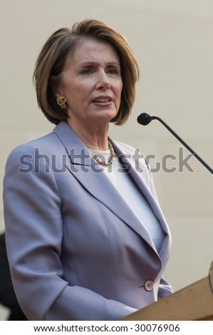 WASHINGTON, DC - APRIL 28: Speaker of the House Nancy Pelosi addresses a congressional rally on Capitol Hill during Sojourners' Mobilization to End Poverty conference on April 28, 2009 in Washington, D.C.