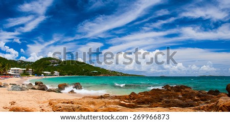 Beautiful beach with white sand and blue water in Caribbean sea. Saint Thomas, US Virgin island