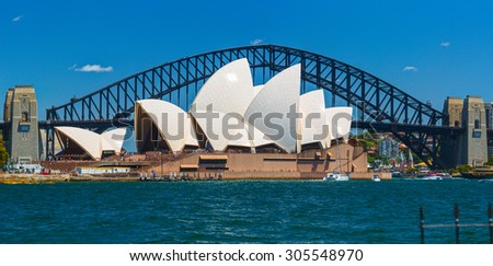 SYDNEY, AUSTRALIA - 29 DECEMBER 2014: The Sydney Opera House is a multi-venue performing arts center in Sydney, New South Wales, Australia. Situated on Bennelong Point in Sydney Harbour.