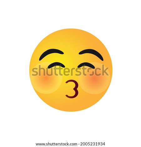vector round yellow cartoon bubble Kissing Face With Closed Eyes emoticons comment social media Facebook Instagram Whatsapp chat comment reactions, icon template face emoji character message
