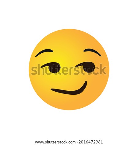 vector round yellow cartoon bubble Flirting emoticons Smug Suggestive Smirking comment social media Facebook Instagram Whatsapp chat comment reactions, icon template face emoji character message