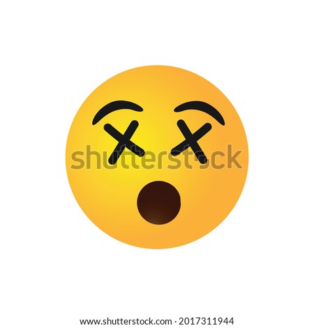 vector round yellow cartoon bubble Cross Spiral Eyes emoticons comment social media Facebook Instagram Whatsapp chat comment reactions, icon template face emoji character message