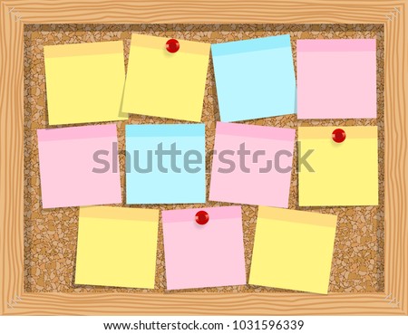 note paper on cork board. Bulletin Board. Cork Board With Notes