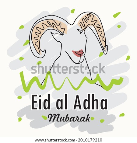 Eid Al Adha mubarak islamic greeting banner line and goat illustration - Translation of text : Blessed sacrifice festival. Stok fotoğraf © 