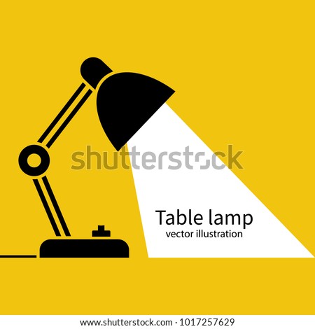 Table office lamp. Desktop electric. Vector illustration flat design. Isolated on white background. Silhouette lamp. Electrical bulb.