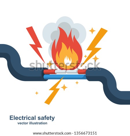 Similar – Image, Stock Photo On fire electric wire plug Receptacle on the concrete wall exposed concrete background with copy space