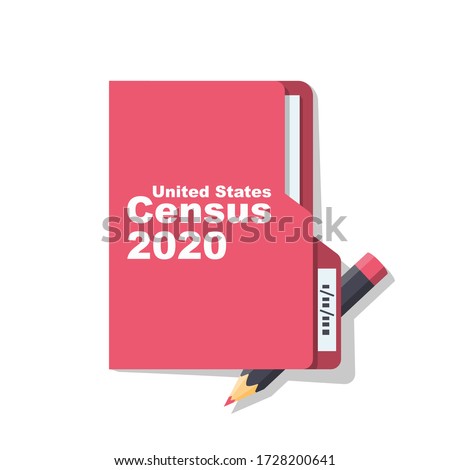 Census 2020. The process of collecting and analyzing population demographic data. Folder with documents and a pencil. Vector illustration flat design. Isolated on white background.
 Stockfoto © 