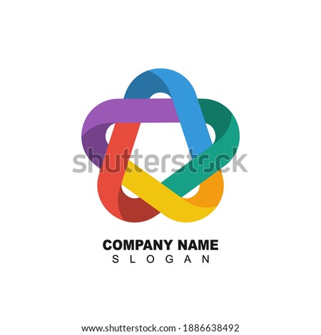 Colorful Star logo. Template abstract star. Vector illustration flat design. Isolated on white background.