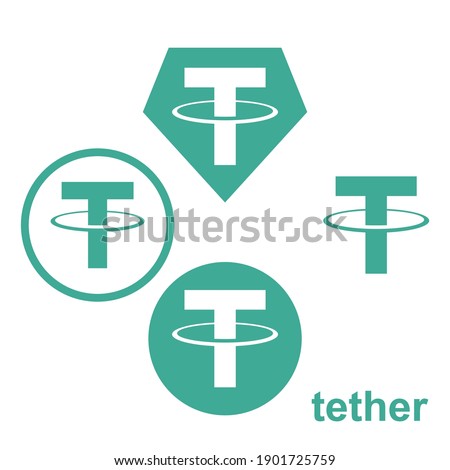 Tether icon. Crypto currency. Digital money. Logo isolated on background with long shadow. Vector illustration flat design. Blockchain cryptocurrency.
