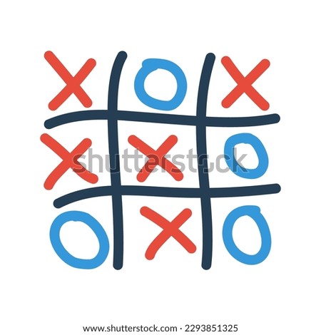 Tic tac toe. Game sketch cross and zero. Vector illustration flat design. Isolated on white background. Photo stock © 