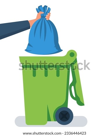 Similar – Image, Stock Photo Man throws trash in trash can