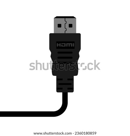 HDMI icon. Hdmi cable close up. Vector illustration flat design. Isolated on white background.