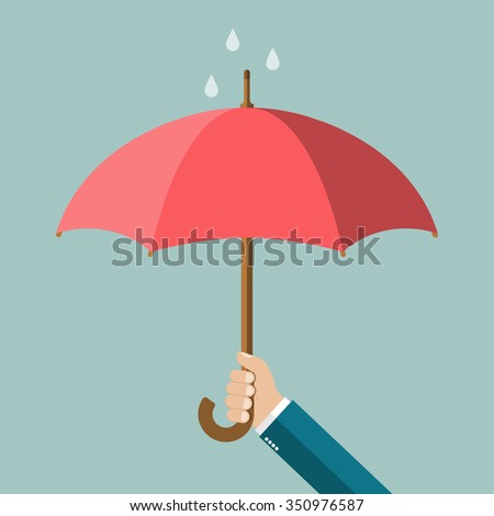 Hand of man holding an umbrella. Vector illustration