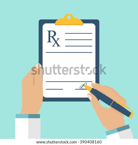 Medical prescription pad. Vector illustration flat design style. Medical background, template.
