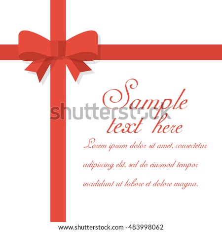 Red bow isolated on white background. Vector illustration flat design. Space for text, congratulations.