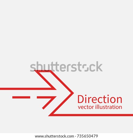 Direction concept. Abstract arrow minimal design line. Template banner, space for text. Vector illustration flat design. Isolated on white background.