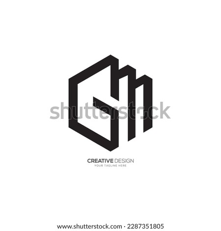 Modern letter G M unique hexagon shape creative polygon logo