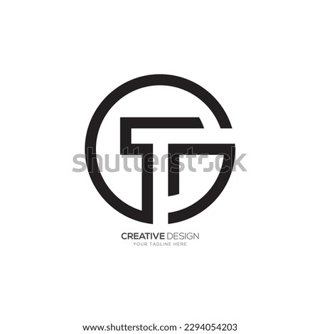 Rounded letter T G or G T circle shape line art minimal monogram logo