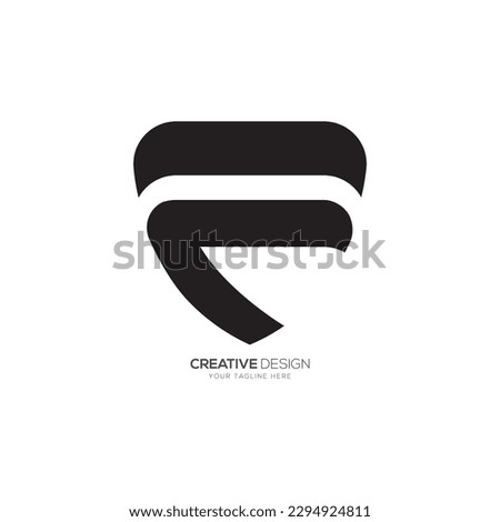Letter F with security shield modern monogram business logo