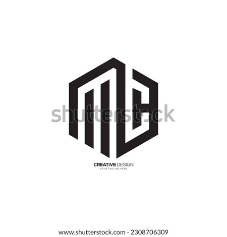 Hexagonal shape letter MC negative space modern logo. MC logo. CM logo