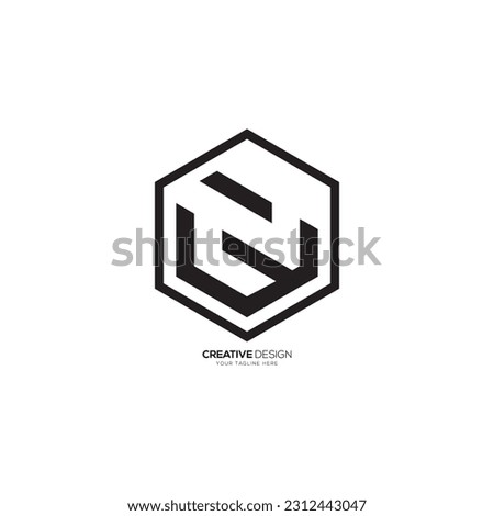 Hexagonal letter Z negative space modern monogram logo. Z logo