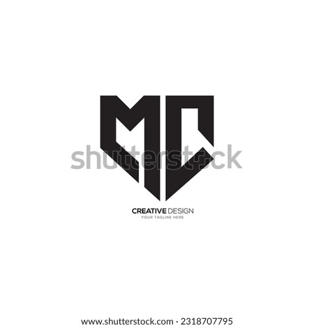 Letter MC with shield shape cyber security business monogram logo. CM logo. MC logo