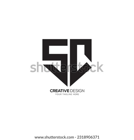 Letter SC with shield shape cyber security business monogram logo. CS logo. SC logo