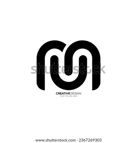 Letter Um or Mu initial line art creative flat shapes alphabet abstract font monogram logo