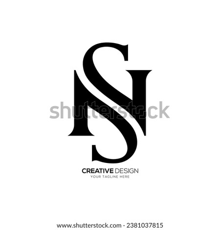 Letter Sn or Ns initial classic typography modern unique monogram logo