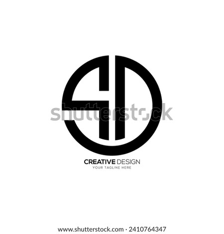 Rounded shape letter Sd or Ds creative line art unique abstract monogram logo
