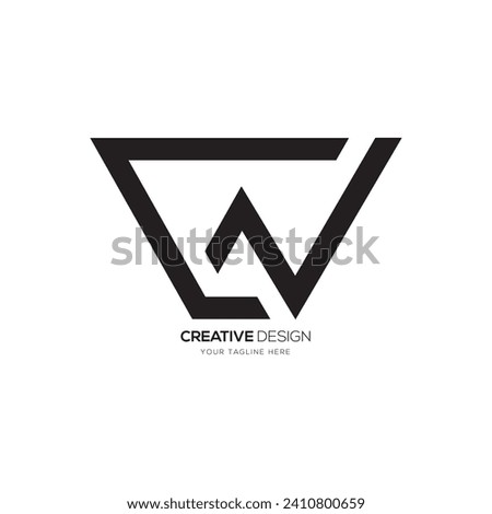 Letter Cw or Wc creative shapes alphabet modern monogram abstract logo