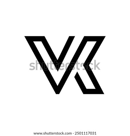 Letter Vk line art creative monogram typography logo