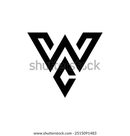 Letter Cw or Wc minimal creative unique shape modern logo