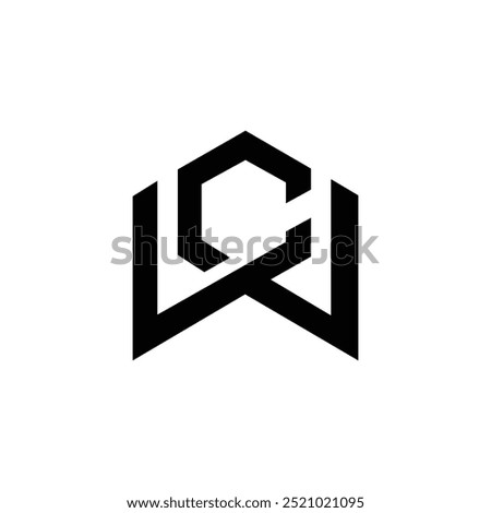 Letter Cw or Wc new unique shape modern typography logo idea