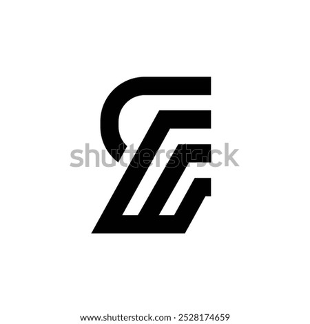 Letter Cw or Wc flat monogram logo design