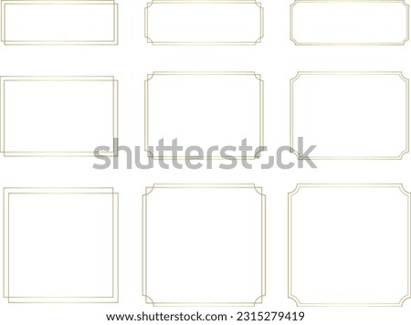 Vector Set of Simple Gold Frames Illustration