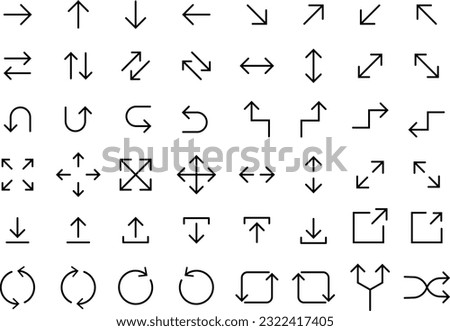 Variation Set of Simple Vector Line Arrow Icons