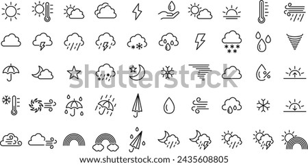 Set of vector climate line drawing icons