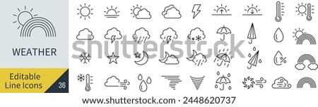 
Vector Weather Line Drawing Icon Set (Not Outlined)