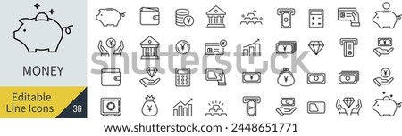 Vector Money Line Drawing Icon Set (Not Outlined)