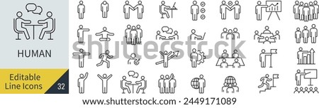 
Editable Line Vector Businessman Line Art Icon Set (not outlined)