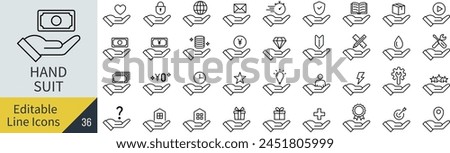 Editable Line Vector Businessman's Hand Icon Set (Not Outlined)