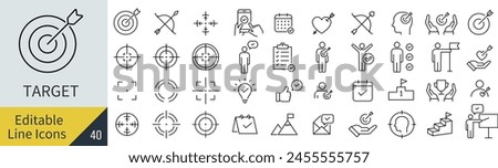 Editable Line Vector Target Icon Set (Not Outlined)